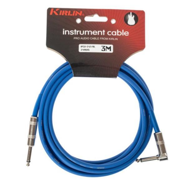 Kirlin IPCV-242B-3M-BL Enstrüman Gitar Kablosu Mavi L Açılı Kablo - Image 1