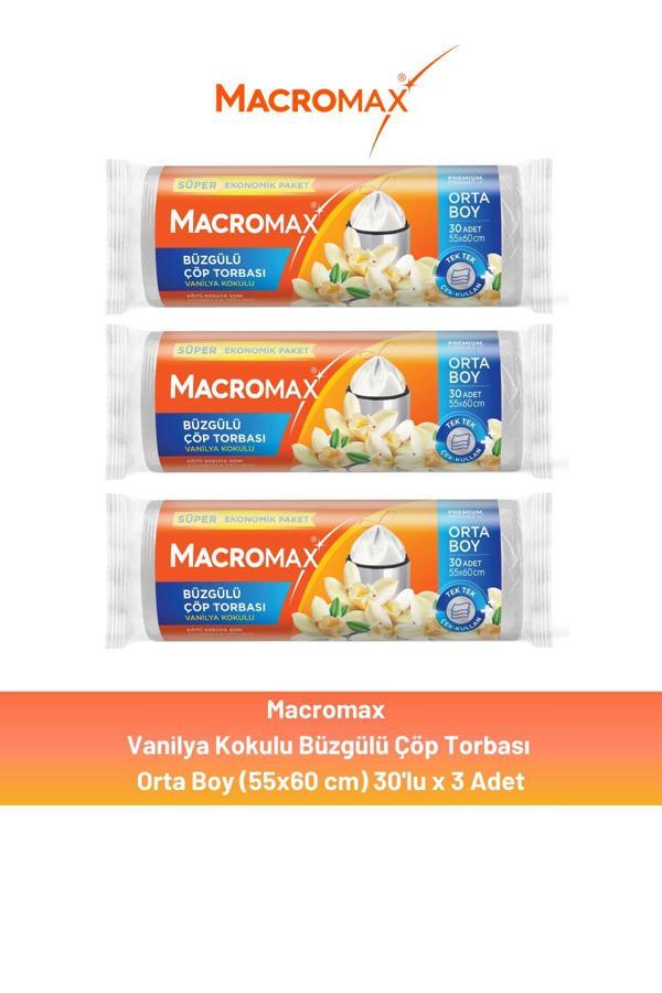 Macromax Büzgülü Vanilya Çöp Torbası Orta Boy 30'lu x 3 Adet - Image 1
