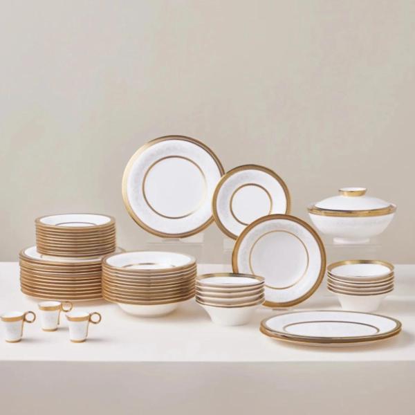 Karaca Royal Bone Charlotte 55 Parça 12 Kişilik Yemek Takımı Gold - Image 1