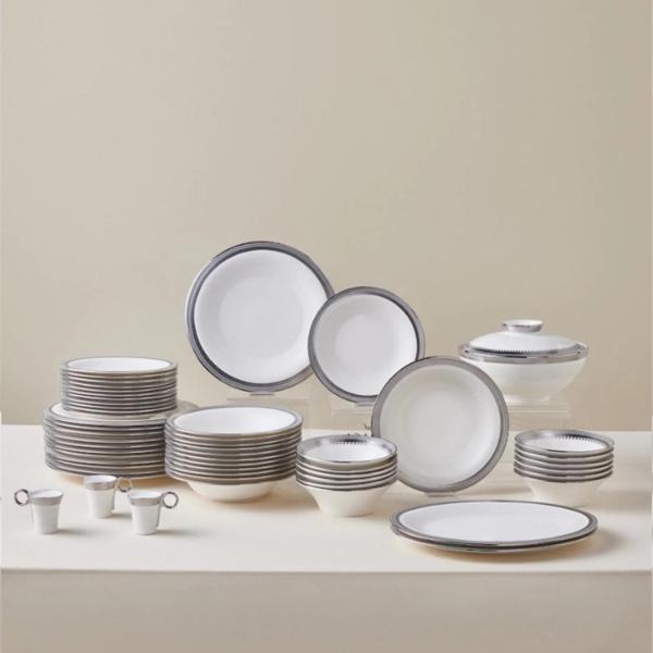 Karaca Royal Bone Kate 55 Parça 12 Kişilik Yemek Takımı Platin - Image 1