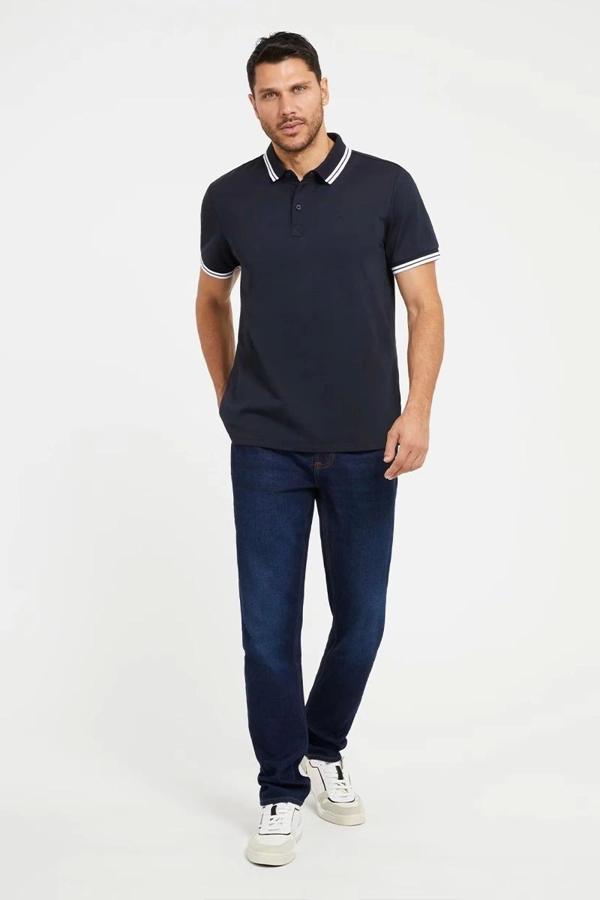 Guess Erkek Ss Sports Pique Polo Yaka Lacivert T-Shirt - Image 1