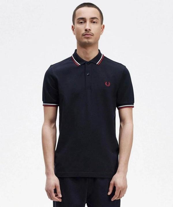 Fred Parry Erkek Lavcivert Polo Yaka T-shirt - Image 1