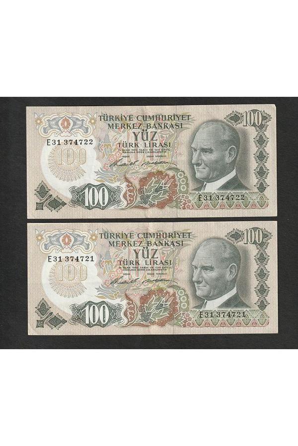 Escoines Koleksiyon 3996367e85f9c30cac 6. Emisyon 100 Türk Lirası ÇÇT+/ÇA (21-22) seri takipli para - Image 1
