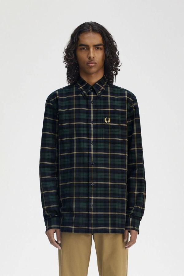 Fred Perry Erkek Yeşil Logolu Oxford Gömlek - Image 1