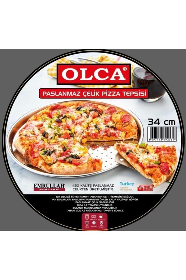 Olca 34 Cm Paslanmaz Çelik Pizza Tepsisi - Image 1