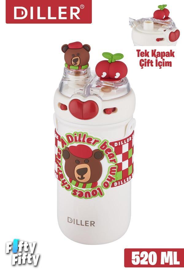 DILLER 520 ML Tek Kapak Çift Kullanım Pipetli/Pipetsiz Boyun Askılı/Çelik Termos -FFDILLERD93RENK - Image 1