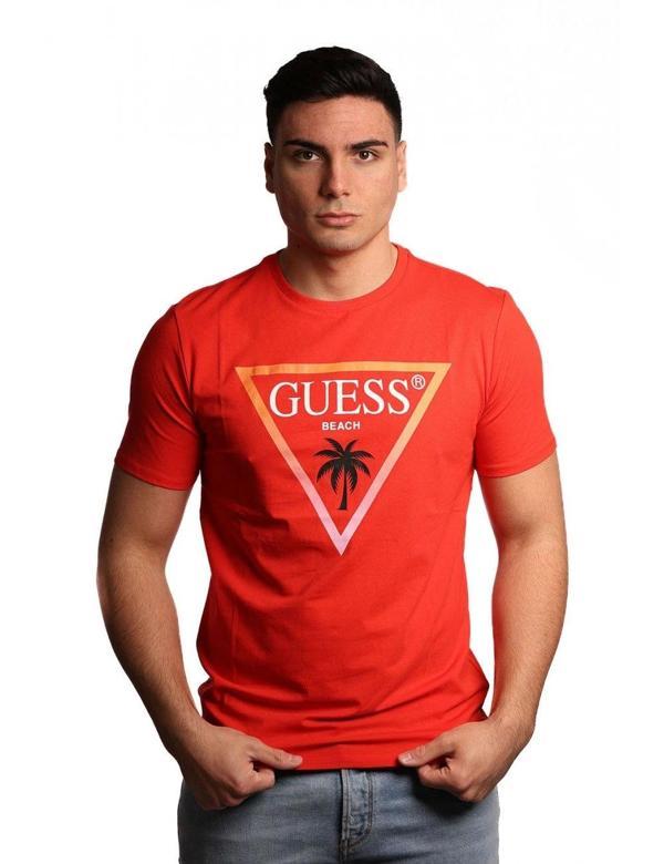 Guess Erkek Kırmızı Logolu Tişört - Image 1