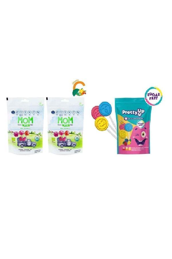 Mom Mom2'Li Organik Lolipop 2 Pk +Pretty Updiş Dostu Şekersiz Yassı Lolipop Vegan Ve Glutensiz 1 Pk - Image 1