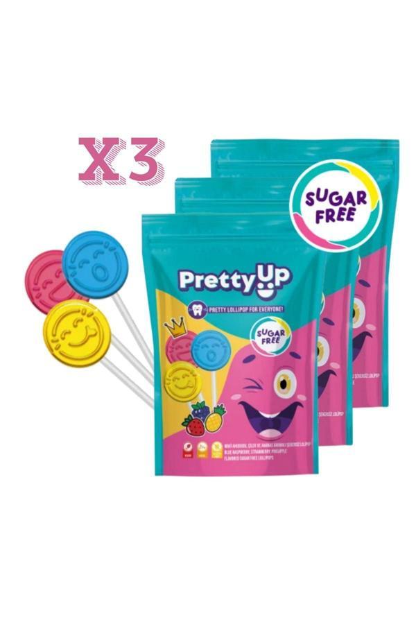 Pretty Up Şekersiz Diş Dostu Yassı Lolipop 3'Lü Paket (5,5 Gr X 10 Adet) - Image 1