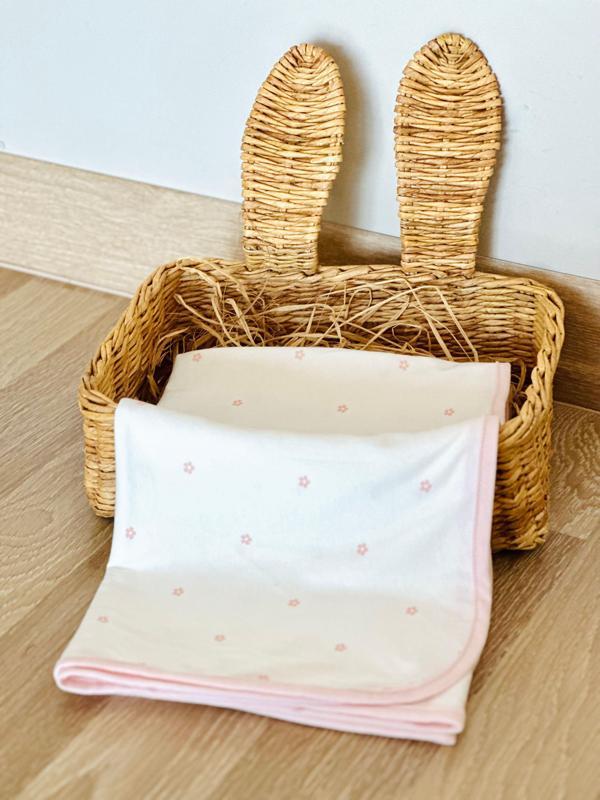 Bebek Penye Kundak Battaniye Oeko-Tex Sertifakalı Tek Kat Çiçekli - Image 1