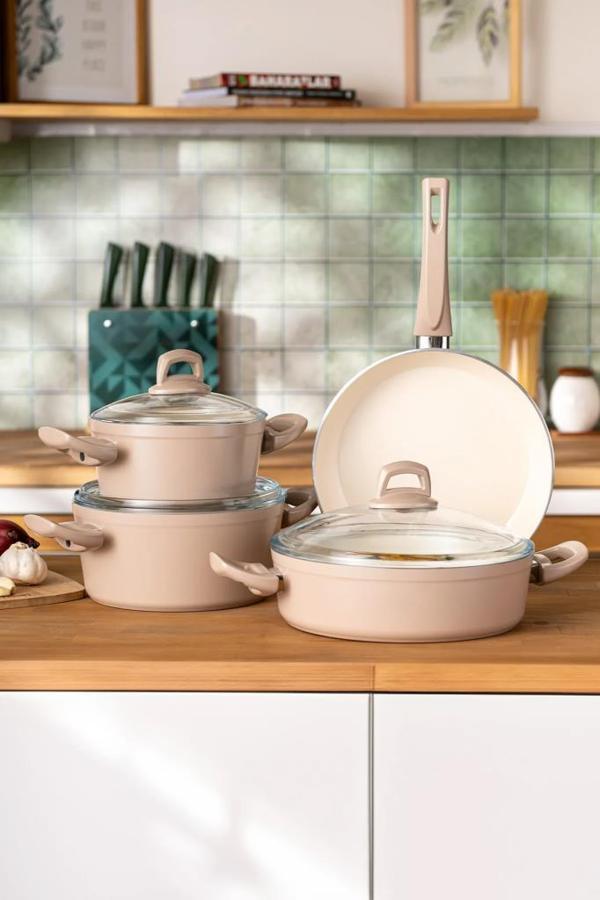 Emsan Swiss  Crystal 7 Parça Tencere Seti Rosegold - Image 1