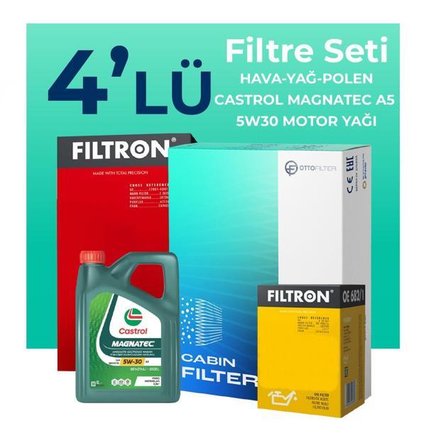 Filtron Ford Fiesta 1.4 Dizel Filtre Bakım Seti Castrol Motor Yağlı  (2002-2008) 4 Lü - Image 1