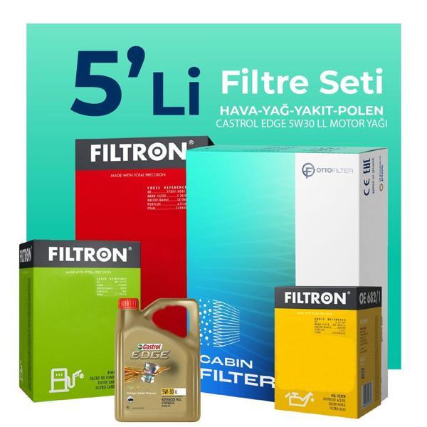 Filtron BMW X1 1.6 Dizel Filtre Bakım Seti Castrol Motor Yağlı (2015-2017) 5 Li - Image 1