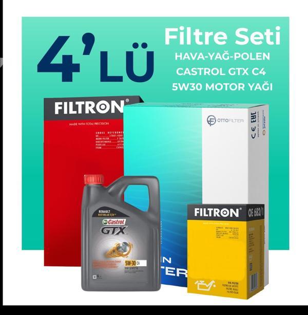 Filtron Renault Symbol 1.5 Dizel Filtre Bakım Seti Castrol Motor Yağlı (2009-2013) 4 Lü - Image 1