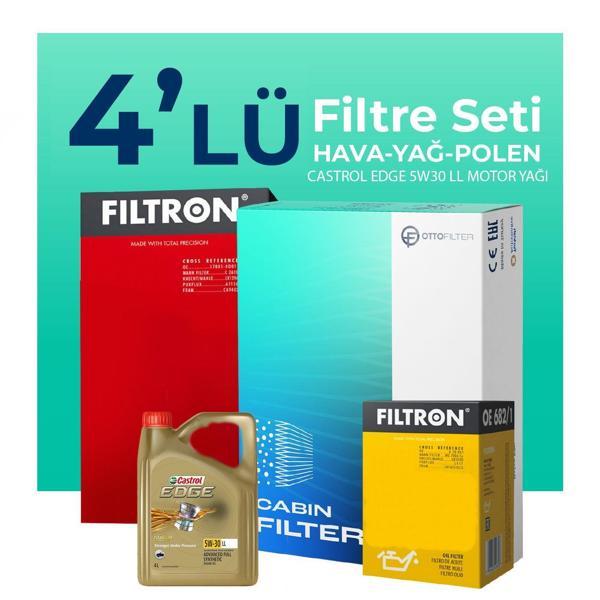 Filtron Skoda Karoq 1.6 Dizel Filtre Bakım Seti Castrol Motor Yağlı (2017-2022) 4 Lü - Image 1