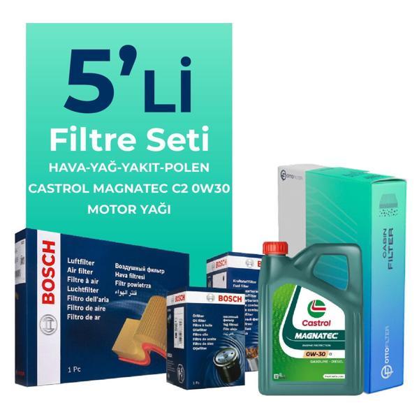 BOSCH Peugeot 3008 1.6 BlueHDi Dizel Filtre Bakım Seti Castrol Motor Yağlı (2016-2019) 5 Li - Image 1