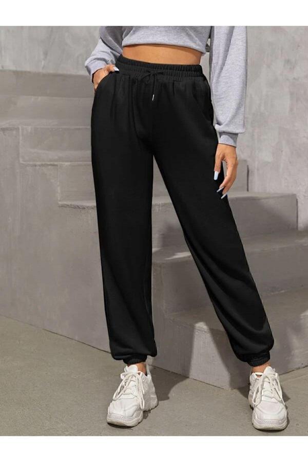 Viper Yüksek Bel Paça Lastikli Pamuklu Şardonlu Kadın Eşofman Altı - Image 1