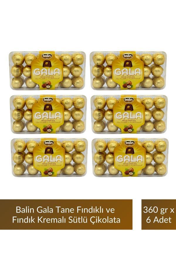 Balin Gala Tane Fındıklı ve Fındık Kremalı Sütlü Çikolata 360 gr x 6 Adet - Image 1
