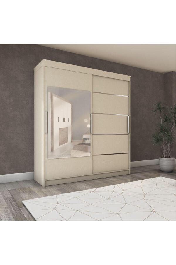 Yilwood Sürgülü Gardırop 140/210cm (KOTON VİZON) - Image 1