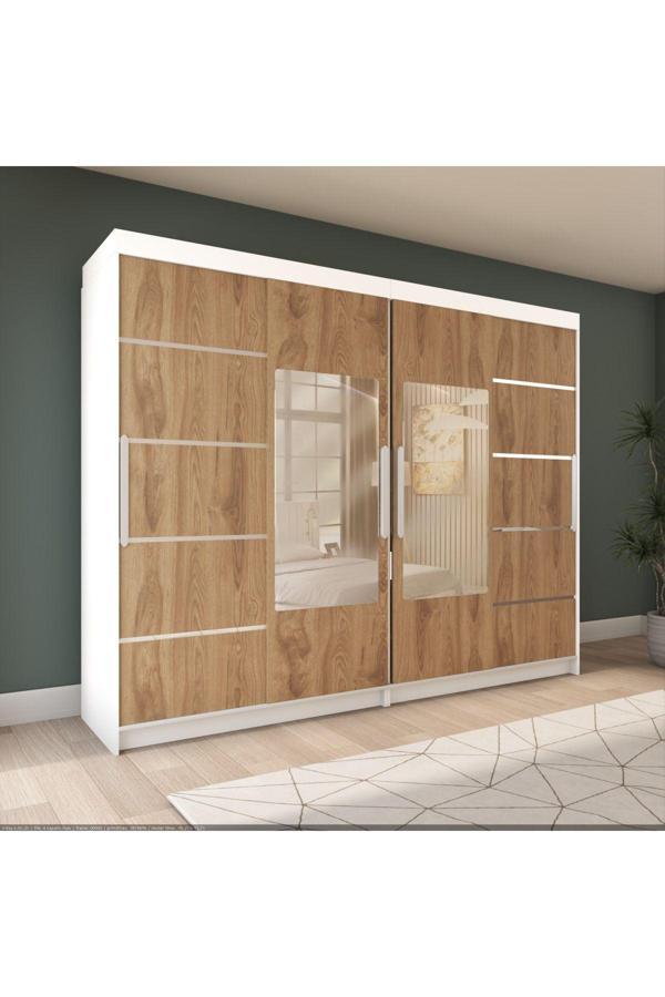Yilwood Sürgülü Gardırop Dört Kapaklı 280/210 cm (Parlak Beyaz + UD) - Image 1