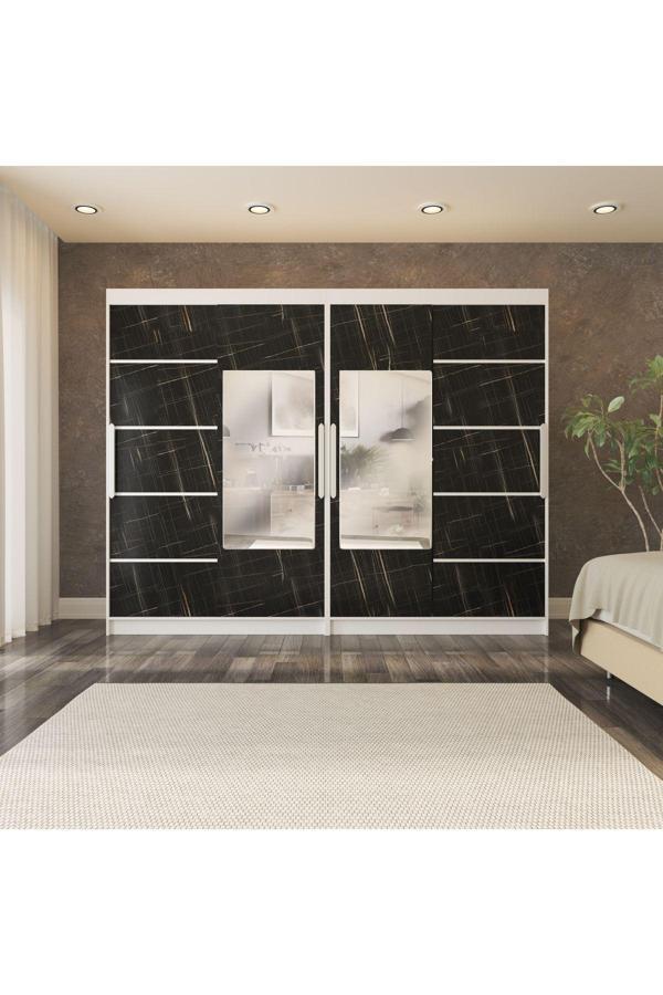 Yilwood Sürgülü Gardırop Dört Kapaklı Sonata 280/210 Cm (PARLAK BEYAZ SONATA) Rengi - Image 1