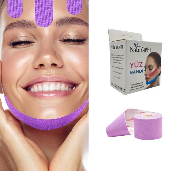 Beauty Tape Yüz Yogası İçin Kinesio Tape Face Tape Yüz Germe Bandı Mor Renk - Image 1