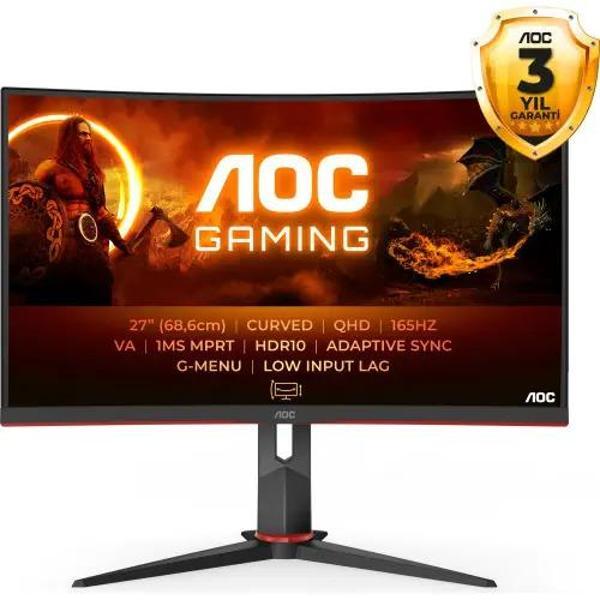 AOC 27" CQ27G2SE/BK 1 ms 165 Hz 2K QHD VA Curved Oyuncu Monitörü(Ölü Pixel) - Image 1