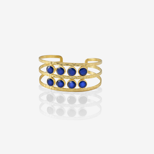 Kadir Jewellery 22 Ayar Altın Kaplama El İşçiliği Zirkon Taşlı Kadın Kaburga Bilezik - Image 1