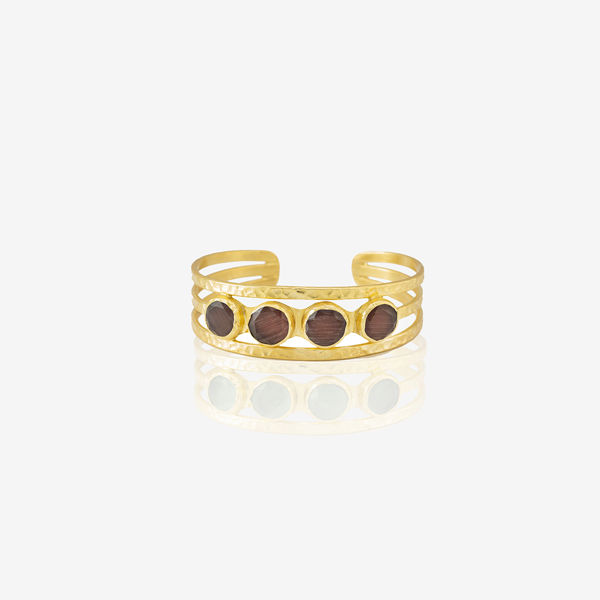 Kadir Jewellery 22 Ayar Altın Kaplama El İşçiliği Zirkon Taşlı Kadın Kaburga Bilezik - Image 1