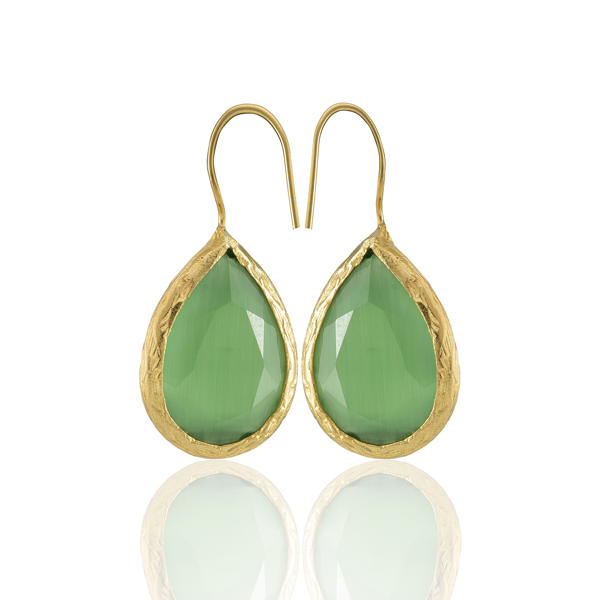 Kadir Jewellery 22 Ayar Altın Kaplama Damla Taşlı Küpe -El İşçiliği Ve Hipoalerjenik Küpe - Image 1