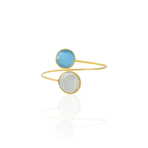 Kadir Jewellery 22 Ayar Altın Kaplama Ayarlanabilir İnci Bilezik - Image 1