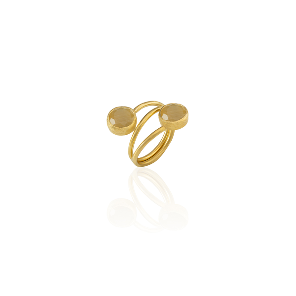 Kadir Jewellery 22 Ayar Altın Kaplama Zirkon Taşlı Ayarlanabilir Renkli Taşlı Yüzük - Image 1