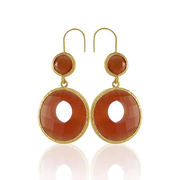 Kadir Jewellery 22 Ayar Altın Kaplama Kadın Taşlı Küpe -El İşçiliği Ve Hipoalerjenik Küpe - Image 1