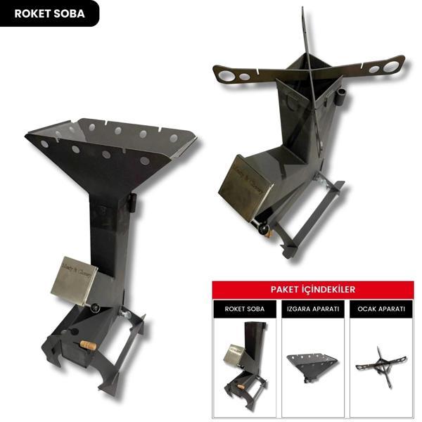 Çok Fonksiyonlu Izgaralı Roket Pelet Sobası ve Odun Sobası - Rocket Grill - Image 1