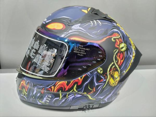 KASK MTS PRO 801 ZOMBİ GÜNEŞ GÖZLÜKLÜ ORANGE/BLUE - Image 1