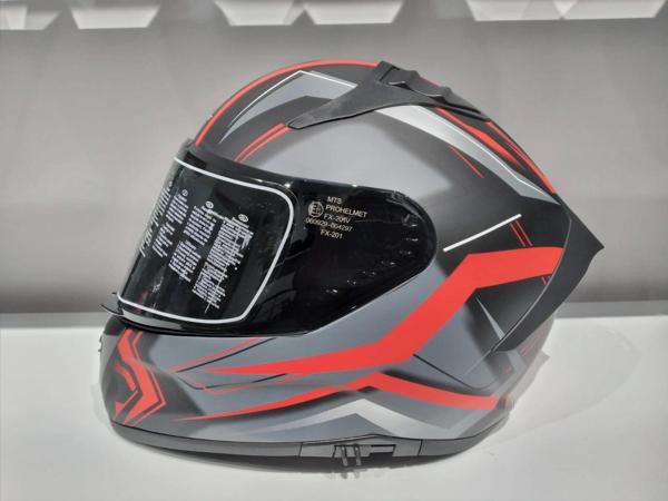 KASK MTS PRO 801 TWILIGHT GÜNEŞ GÖZLÜKLÜ MAT GRİ/KIRMIZI - Image 1