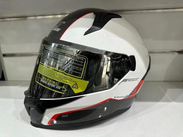KASK MTS PRO 910 DESİNG GÜNEŞ GÖZLÜKLÜ BEYAZ/KIRMIZI - Image 1