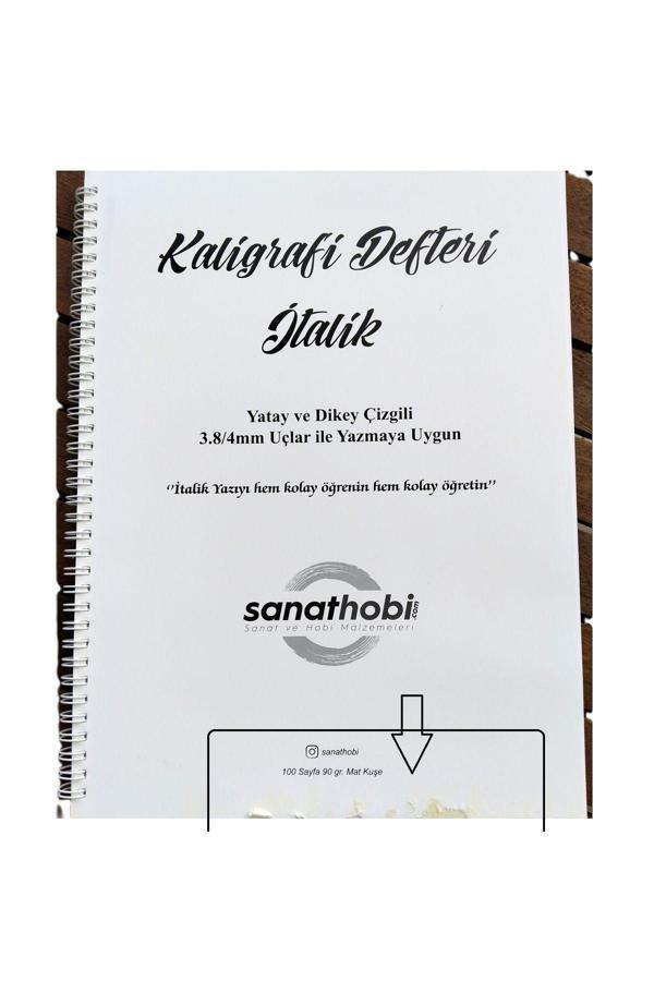 Sanathobi Italik Kaligrafi Defteri-Italik Defter-Yazı Defteri (Yatay Dikey Çizgili-Mat Kuşe)-Defolu - Image 1