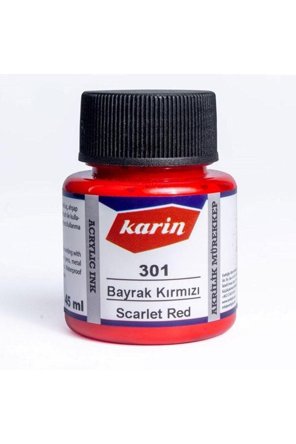 Karin Hat Mürekkebi-Kaligrafi Mürekkebi-Akrilik Mürekkep Bayrak Kırmızı 301-45Ml - Image 1