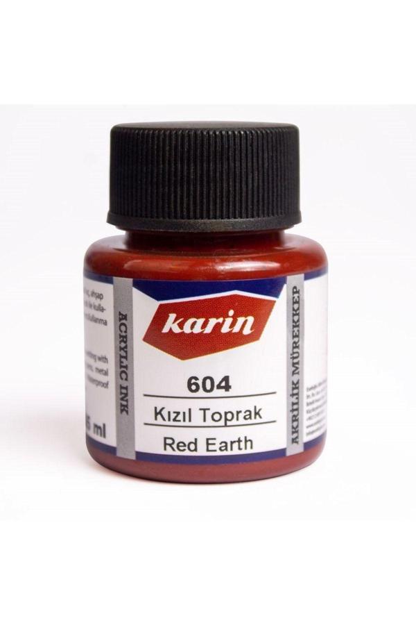 Karin Hat Mürekkebi-Kaligrafi Mürekkebi-Akrilik Mürekkep Kızıl Toprak 604-45Ml - Image 1