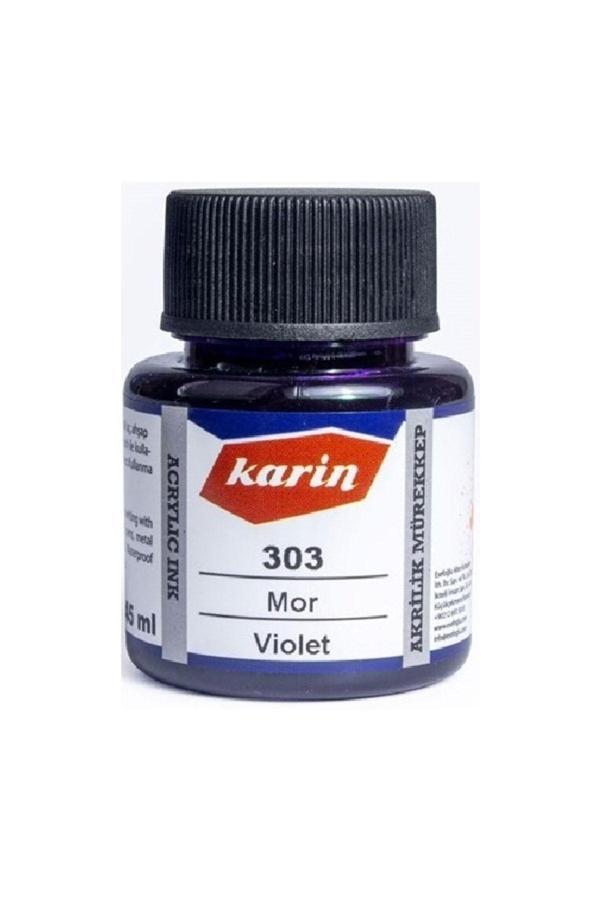 Karin Hat Mürekkebi-Kaligrafi Mürekkebi-Akrilik Mürekkep Mor 303-45Ml - Image 1