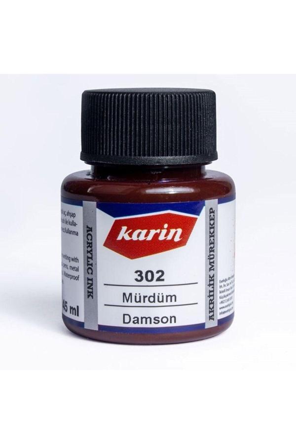 Karin Hat Mürekkebi-Kaligrafi Mürekkebi-Akrilik Mürekkep Mürdüm 302-45Ml - Image 1