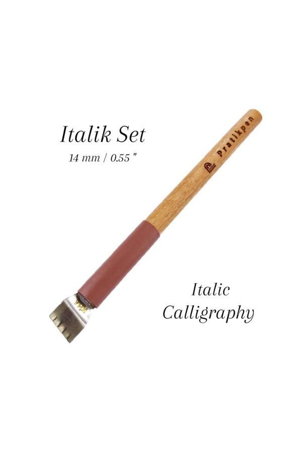 Sanathobi Pratikpen Italik Kaligrafi Kalemi, Yan Kesik, Kalem Sapı Kayın Ağacı 14.0Mm - Image 1