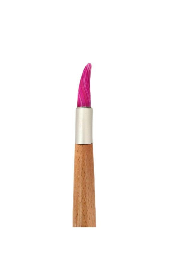 Sanathobi Akik Mühre Karga Burun-Zer Mühre Pembe Renk-Gürgen Ağacı Ergonomik Sap-Tezhip-Minyatür Sanatı-04 - Image 1