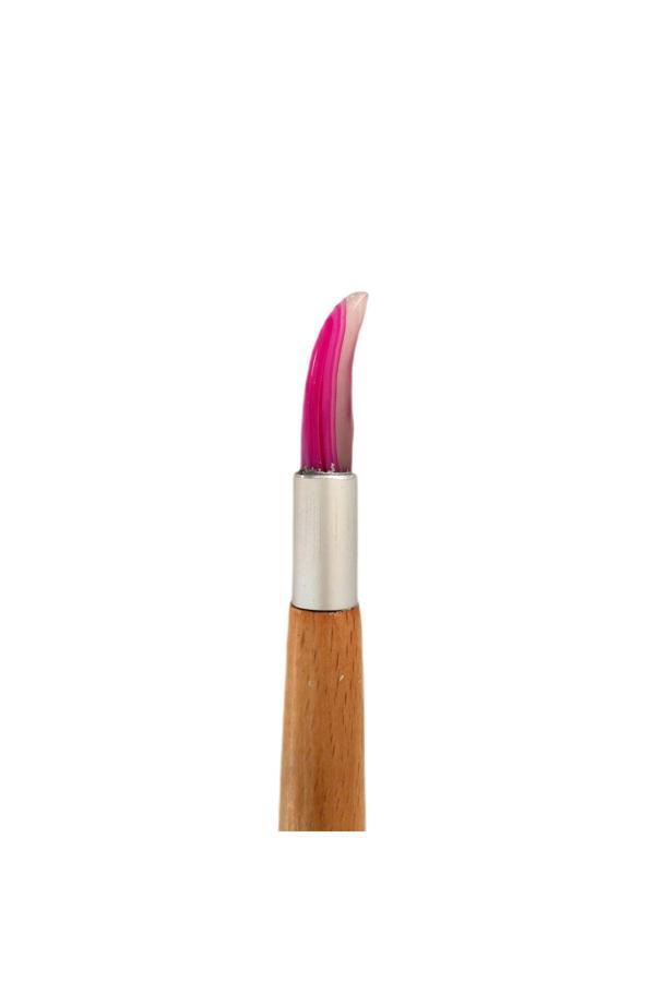 Sanathobi Akik Mühre Karga Burun-Zer Mühre Pembe Renk-Gürgen Ağacı Ergonomik Sap-Tezhip-Minyatür Sanatı-11 - Image 1