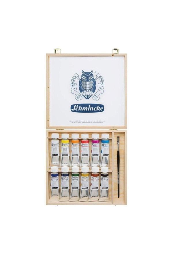 Sanathobi Schmincke Akademie Öl Color Wooden Box Oil Paint Set 12 X 60 Ml-Akrilik Set 79112097 - Image 1