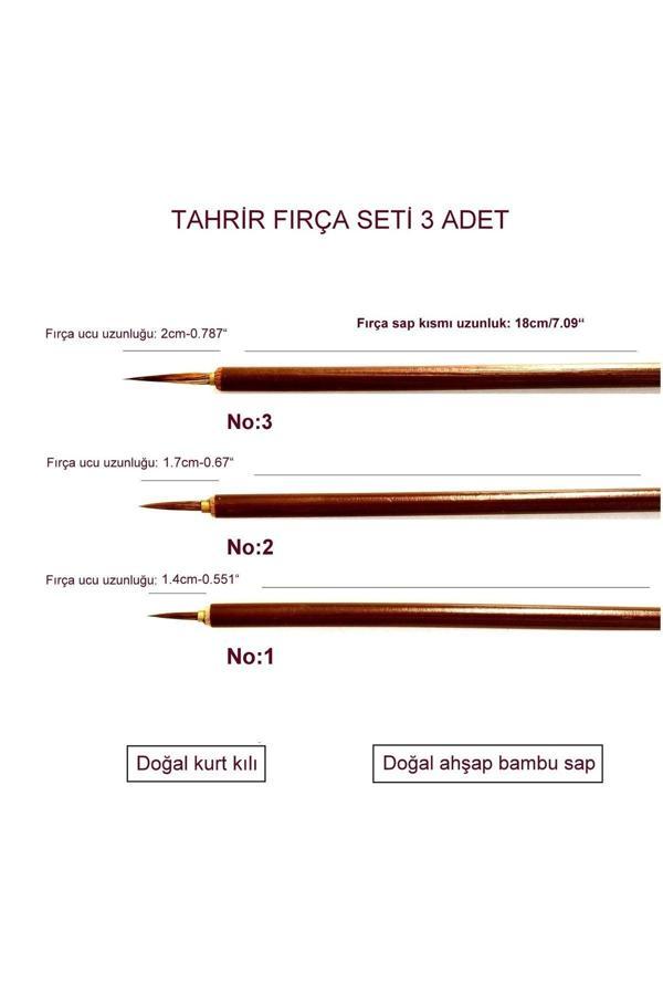 Sanathobi Tahrir Fırça Seti 1-2-3 Numara, Kurt Kılı, Çini, Seramik, Tezhip, Minyatür,Boyama-3 Adet - Image 1
