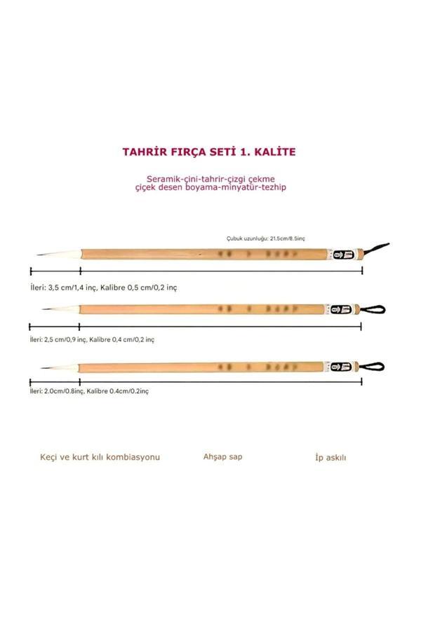 Sanathobi Tahrir Fırça Seti 3 Adet, 1-2-3 Numara 1. Kalite-Çini, Seramik, Tezhip, Minyatür, Boyama, Çizgi - Image 1