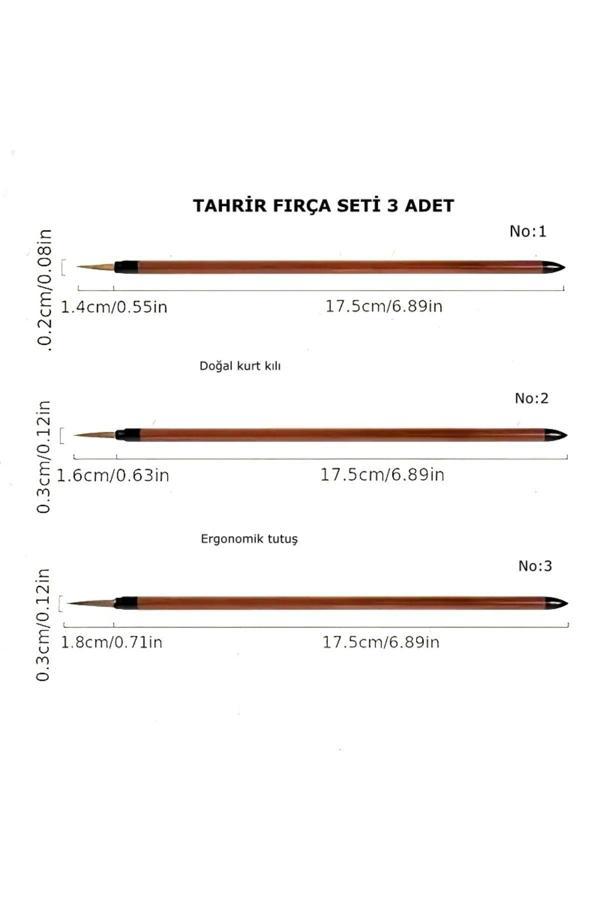 Sanathobi Tahrir Fırça Seti 3 Adet, 1-2-3 Numara 1. Kalite-Çini, Seramik, Tezhip, Minyatür,Boyama Sanatları - Image 1