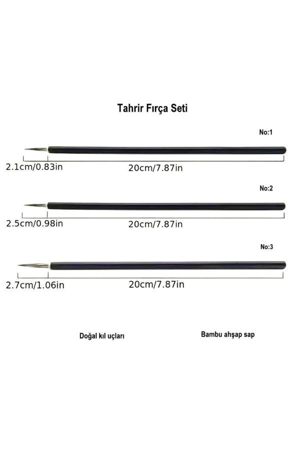Sanathobi Tahrir Fırça Seti 3 Adet, 1-2-3 Numara Fırça-(Çini, Seramik, Tezhip, Minyatür,Boyama Sanatları) - Image 1